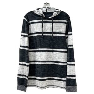 Carbon Women's Hoodie L Gray White Heather Striped Functional Drawstring Sports